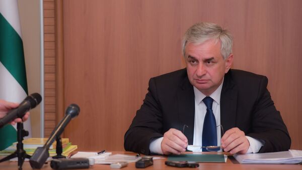 Президент Рауль Хаджимба на заседании комиссии по абхазскому языку. - Sputnik Абхазия