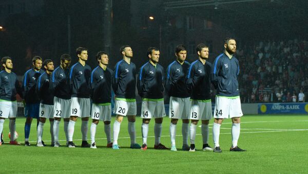 Сборная Абхазии перед началом матча с Лапландией - Sputnik Абхазия