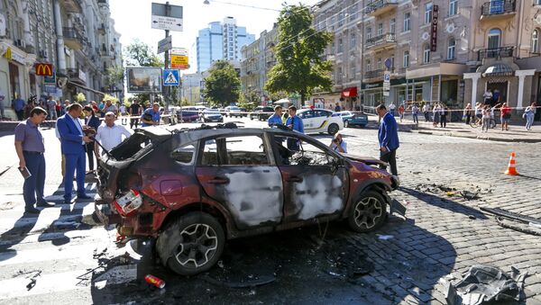 Место взрыва автомобиля, в результате которого погиб журналист Павел Шеремет - Sputnik Абхазия