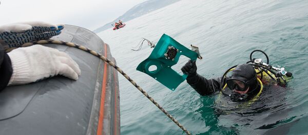 Водолаз МЧС поднимает на поверхность фрагмент самолета Ту-154 - Sputnik Абхазия