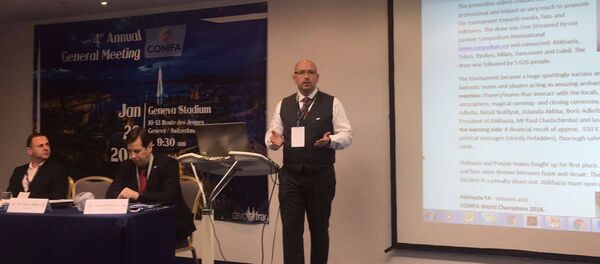 В Женеве прошла жеребьевка на участие в Чемпионате Европы по футболу по версии ConIFA В Женеве прошла жеребьевка на участие в Чемпионате Европы по футболу по версии ConIFA - Sputnik Абхазия