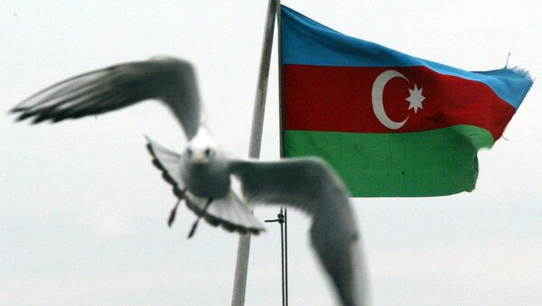 Чайка пролетает на фоне флага Азербайджана - Sputnik Абхазия