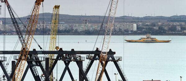 Строительство моста через Керченский пролив в Крыму Строительство моста через Керченский пролив в Крыму - Sputnik Абхазия