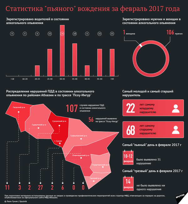 Статистика пьяного вождения за февраль 2017 года - Sputnik Абхазия