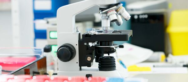 Микроскоп в медицинской лаборатории Микроскоп в медицинской лаборатории - Sputnik Аҧсны