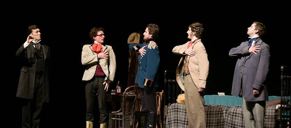 Спектакль Игроки студентов щукинского училища в абхазском драмтеатре Спектакль Игроки студентов щукинского училища в абхазском драмтеатре - Sputnik Абхазия