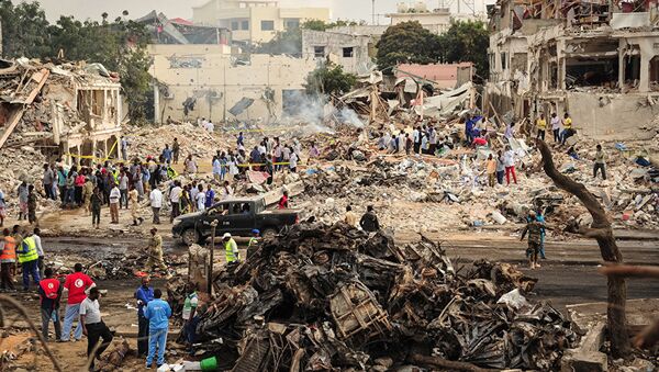 На месте взрыва в столице Сомали городе Могадишо, 14 октября 2017 - Sputnik Абхазия