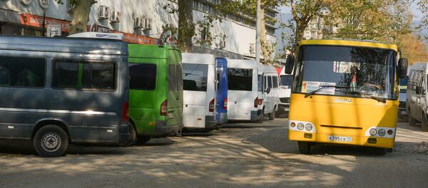 Маршрутчики засыпают дорогу Маршрутчики засыпают дорогу - Sputnik Абхазия