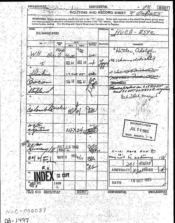 Первая страница рассекреченного доклада ЦРУ о присутствии Адольфа Гитлера в Колумбии Первая страница рассекреченного доклада ЦРУ о присутствии Адольфа Гитлера в Колумбии - Sputnik Абхазия