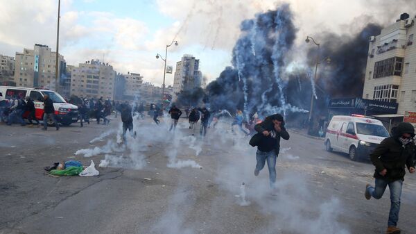 Участники акции протеста в Палестине против решения о признании Иерусалима столицей Израиля - Sputnik Абхазия
