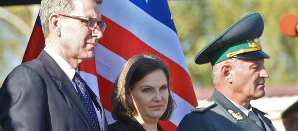 Встреча руководства пограничного ведомства с уполномоченным Государственного департамента США В.Нуланд и послом США в Украине Д.Пайеттом - Sputnik Абхазия