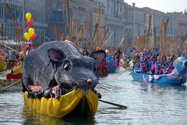 Праздничные гондолы на Гранд-канале во время Венецианского карнавала - Sputnik Абхазия