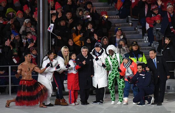 Президент Международного олимпийского комитета (МОК) Томас Бах на церемонии закрытия XXIII зимних Олимпийских игр в Пхенчхане - Sputnik Абхазия