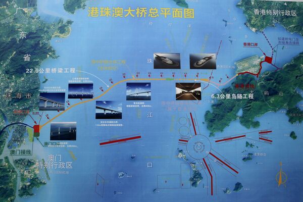 Морской мост Гонконг-Чжухай-Макао в Китае на карте - Sputnik Абхазия