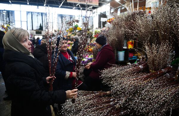Продажа вербы на Рижском рынке в Москве - Sputnik Абхазия