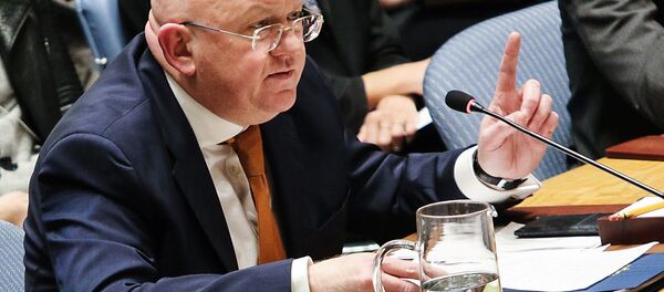 Постоянный представитель Российской Федерации при Организации Объединённых Наций Василий Небензя выступает на открытом заседании совета безопасности ООН в Нью-Йорке. Постоянный представитель Российской Федерации при Организации Объединённых Наций Василий Небензя выступает на открытом заседании совета безопасности ООН в Нью-Йорке. - Sputnik Аҧсны