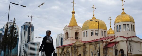 Православная церковь Архангела Михаила на проспекте имени Ахмата Кадырова в Грозном. Православная церковь Архангела Михаила на проспекте имени Ахмата Кадырова в Грозном. - Sputnik Аҧсны