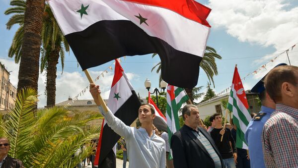 Митинг, посвященный признанию Абхазии Сирийской Арабской Республикой - Sputnik Аҧсны