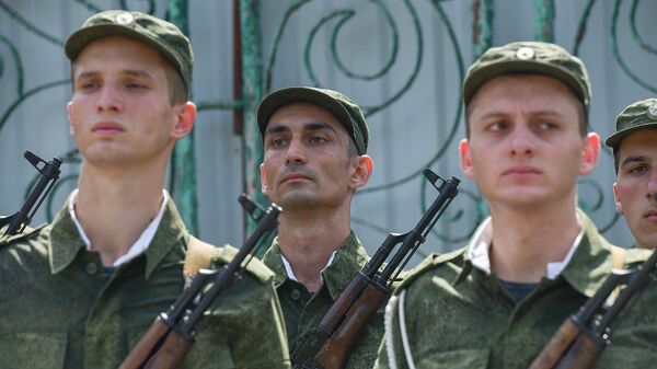  Призывники во время присяги в министерстве обороны Абхазии - Sputnik Абхазия