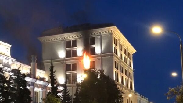 Пожар в Центробанке. Кадры очевидцев - Sputnik Абхазия