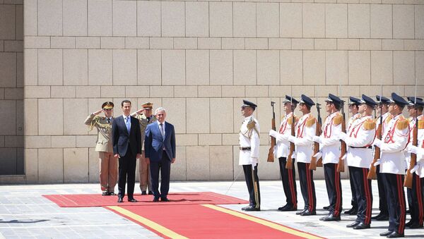 Официальная церемония встречи Президента Республики Абхазия Рауля Хаджимба в Сирийской Арабской Республике - Sputnik Абхазия