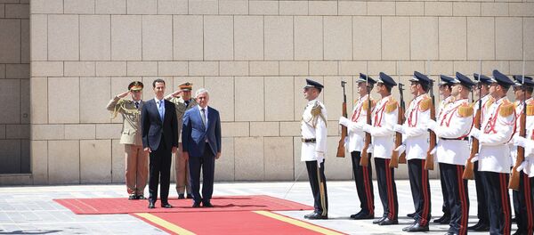 Официальная церемония встречи Президента Республики Абхазия Рауля Хаджимба в Сирийской Арабской Республике Официальная церемония встречи Президента Республики Абхазия Рауля Хаджимба в Сирийской Арабской Республике - Sputnik Абхазия