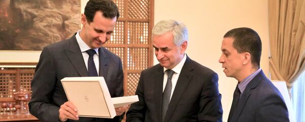 Встреча Президента Республики Абхазия Рауля Хаджимба и Президента Сирийской Арабской Республики Башара Асада в связи с завершением официального визита Президента Абхазии в Сирию - Sputnik Абхазия