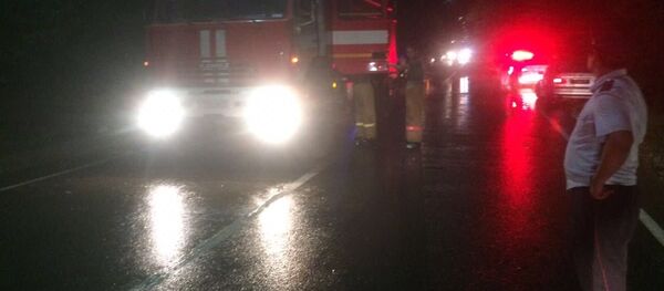 Сотрудники милиции на месте ДТП в результате которого погиб премьер-министр Абхазии Геннадий Гагулия - Sputnik Абхазия