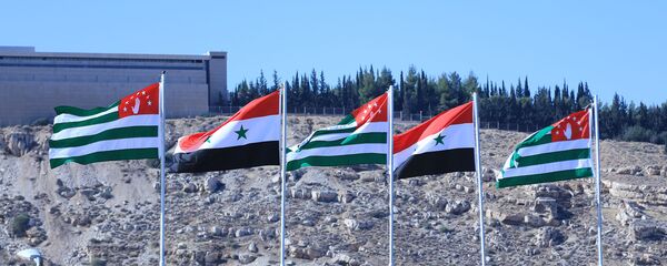 Флаги Сирии и Абхазии Флаги Сирии и Абхазии - Sputnik Абхазия