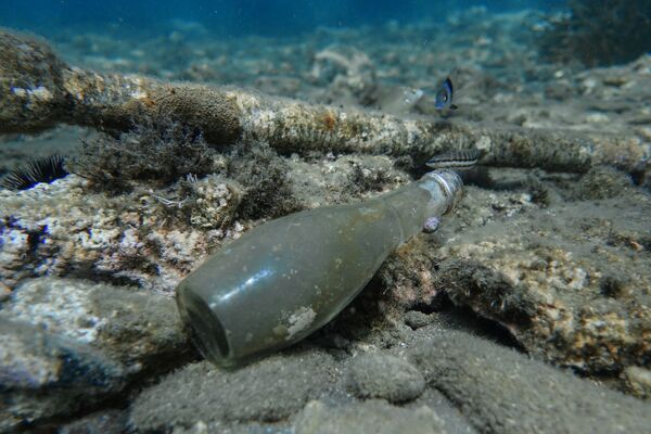 Стеклянная бутылка на дне моря у берегов греческого острова Сифнос - Sputnik Абхазия