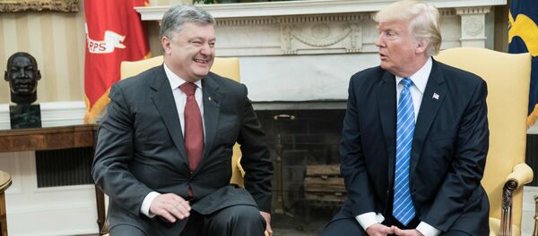 Президент США Дональд Трамп во время встречи с президентом Украины Петром Порошенко - Sputnik Абхазия