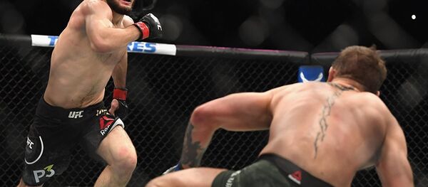 Хабиб Нурмагомедов и Конор Макгрегор во время боя - Sputnik Абхазия