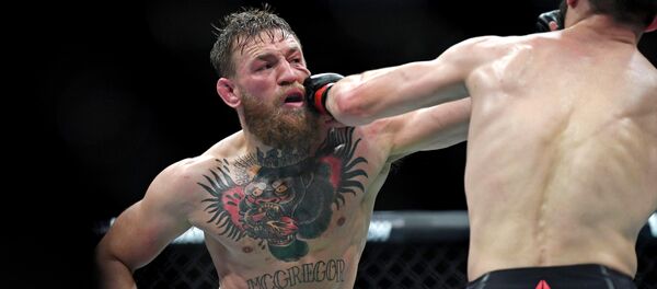 Хабиб Нурмагомедов и Конор Макгрегор во время боя - Sputnik Абхазия