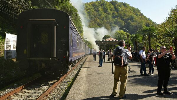 Прибытие ретро-поезда Золотой орел в Абхазию - Sputnik Абхазия