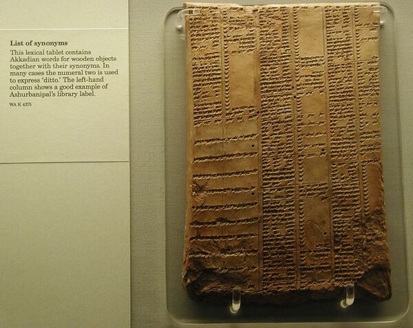 Клинописная табличка со списком синонимов из библиотеки Ашурбанипала в Британском музее - Sputnik Абхазия