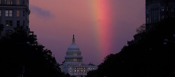 Радуга над зданием Капитолия в Вашингтоне Радуга над зданием Капитолия в Вашингтоне - Sputnik Абхазия