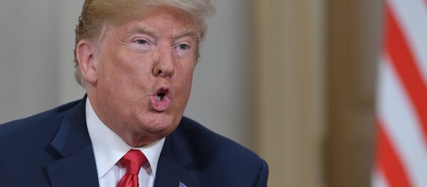 Президент США Дональд Трамп во время встречи с президентом РФ Владимиром Путиным в президентском дворце в Хельсинки - Sputnik Абхазия