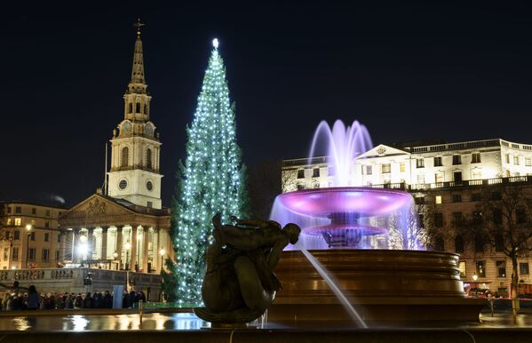 Рождественская ель на Трафальгарской площади в Лондоне - Sputnik Абхазия