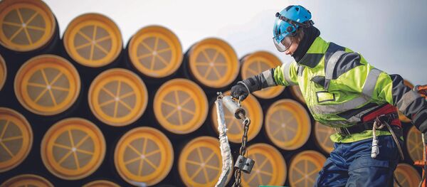 Доставка труб для Северного потока - 2 в Коверхар. Архивное фото Доставка труб для Северного потока - 2 в Коверхар. Архивное фото - Sputnik Аҧсны