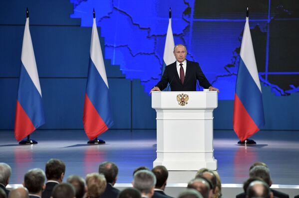 Президент РФ Владимир Путин выступает с ежегодным посланием Федеральному Собранию - Sputnik Абхазия