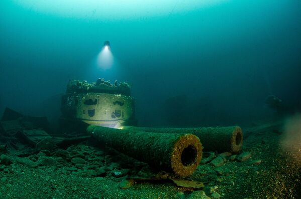 Снимок Big Guns датского фотографа René B. Andersen, победивший в категории Wrecks конкурса Underwater Photographer of the Year 2019. - Sputnik Абхазия