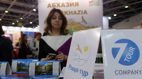 Стенд Абхазия на Международной туристической выставке Путешествие и туризм в центральном выставочном комплексе Экспоцентр в Москве. - Sputnik Абхазия