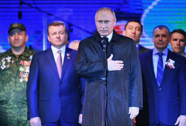 Президент РФ Владимир Путин на концерте в Симферополе по случаю пятилетия воссоединения Крыма с Россией - Sputnik Абхазия