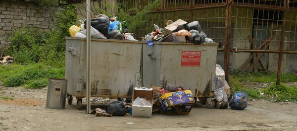 Переполненные мусорные баки на улицах города  Переполненные мусорные баки на улицах города  - Sputnik Абхазия