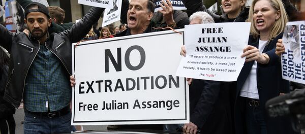 Акция сторонников Дж. Ассанжа в Лондоне Акция сторонников Дж. Ассанжа в Лондоне - Sputnik Абхазия