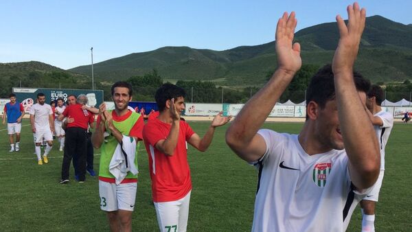 Сборная Абхазии по футболу после матча со сборной Чамерии на ConIFA - Sputnik Абхазия