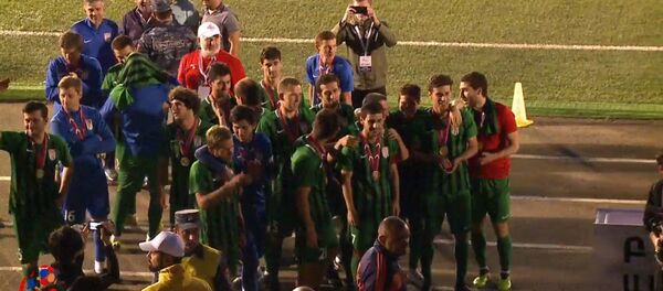 Сборная Абхазии после матча со сборной Чамерии Сборная Абхазии после матча со сборной Чамерии - Sputnik Абхазия