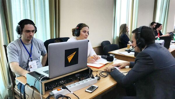 Корреспонденты Спутник Абхазия в международном пресс-центре  - Sputnik Абхазия