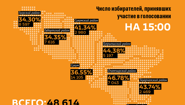 Число избирателей, принявших участие в голосовании на 15:00 - Sputnik Абхазия