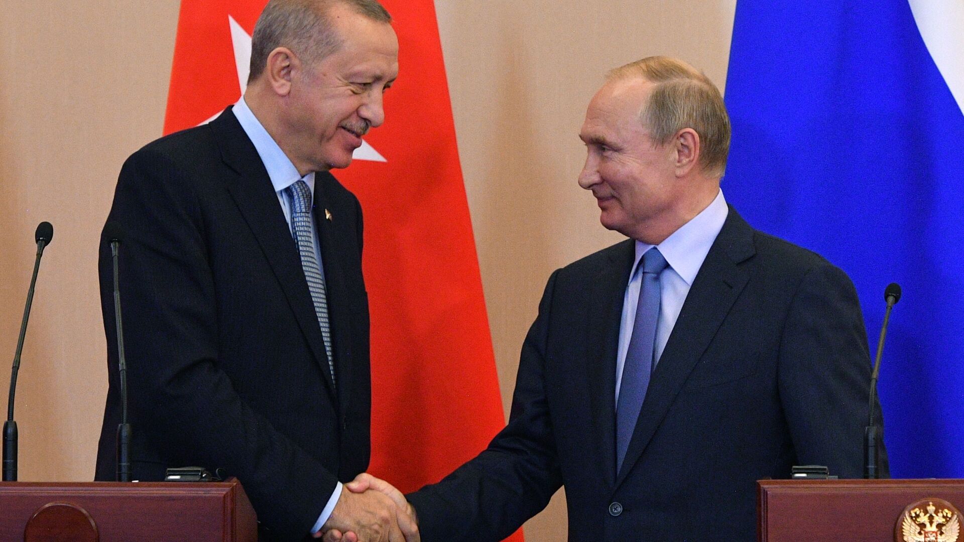 Президент РФ В. Путин встретился с президентом Турции Р. Т. Эрдоганом - Sputnik Абхазия, 1920, 29.07.2022